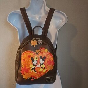Loungefly Autumn Minnie & Mickey very rare fall leaves brown leaves backpack
